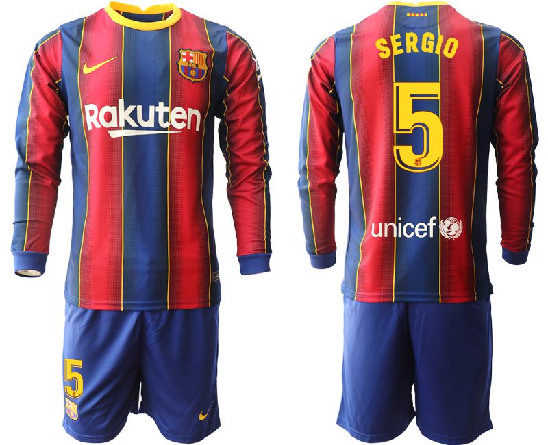 Men 2020-2021 club Barcelona home long sleeve #5 red Soccer Jerseys